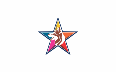 Sjabloon voor meerkleurig logo met hondster