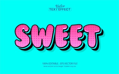 Sweet - Efeito de texto editável, estilo de texto em quadrinhos e desenho animado rosa, ilustração gráfica
