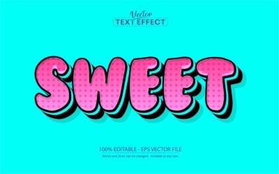 Sweet - редактируемый текстовый эффект, стиль розового комикса и мультяшного текста, графическая иллюстрация