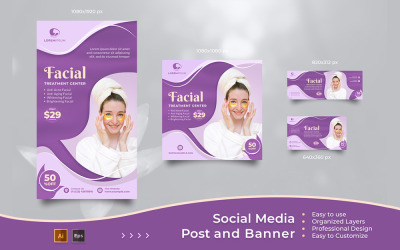 Beauty Skin Center- Sociální Media Post A Banner šablony