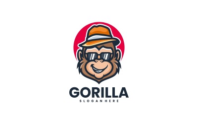Gorilla-Maskottchen-Cartoon-Logo-Stil