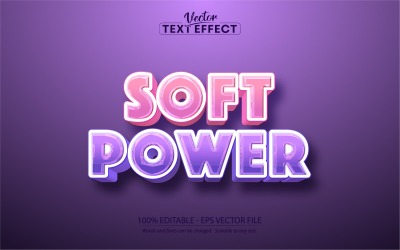 Soft Power - Efeito de texto editável, estilo de texto em quadrinhos e desenho animado, ilustração gráfica