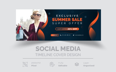 Capa de mídia social de promoção de verão