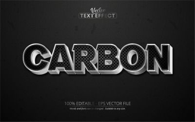 Carbon – szerkeszthető szövegeffektus, ezüstmetál fényes szövegstílus, grafikus illusztráció