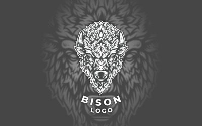 modèle de logo vectoriel de bison
