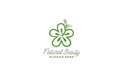 Modello di progettazione del logo del fiore verde naturale
