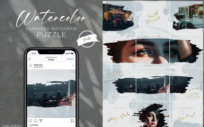 Modello di puzzle di Instagram dell&amp;#39;acquerello