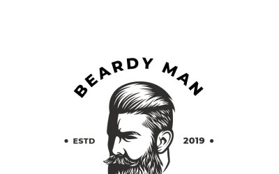 Plantilla de logotipo de vector de hombre de barba