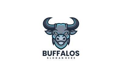 Estilo de logotipo de mascote simples de búfalo