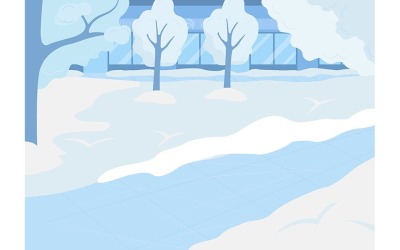 Ilustración de vector de color plano de parque de invierno urbano