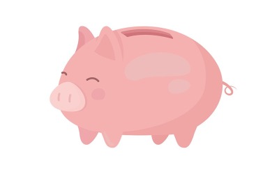Sparschwein halbflaches Farbvektorobjekt
