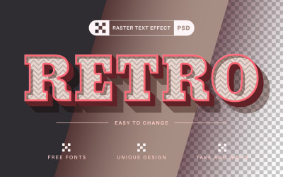 PSD Retro - bewerkbaar teksteffect, letterstijl, ontwerpillustratie