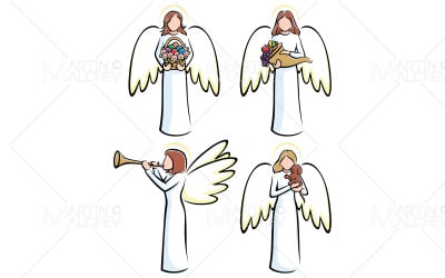 Angels Set 3 Vector Illustration