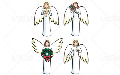 Anioły zestaw 2 ilustracji wektorowych
