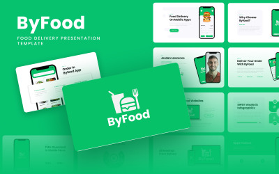 Byfood – Élelmiszer-szállítási mobilalkalmazás és SAAS Google Slides-sablon