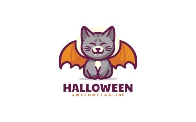 Cat Halloween Kreslené Logo