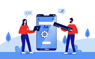 Sviluppo di applicazioni mobili Illustrazione gratuita Concept Vector