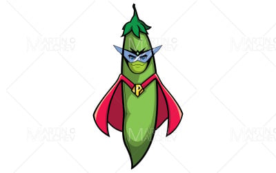 ärtor superhjälte maskot vektorillustration