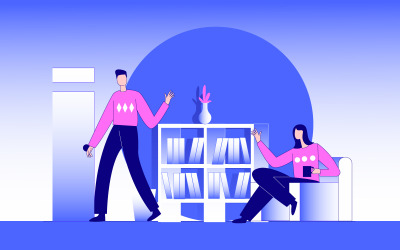 Couple Goodbye Meetup Free Illustration Concept