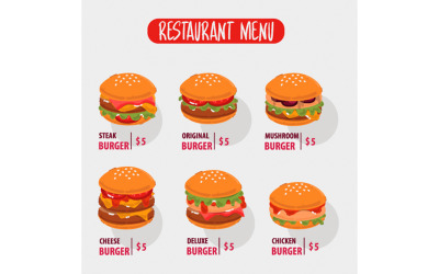 Fast Food Burger menü Illusztráció