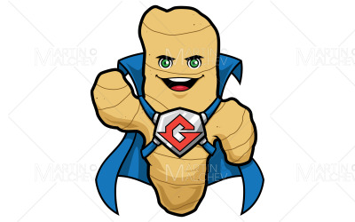 Ilustración de vector de mascota de superhéroe de jengibre
