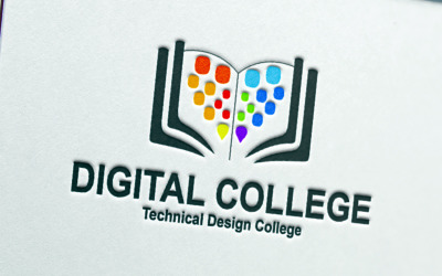 Logotipo da faculdade digital profissional para estudantes.
