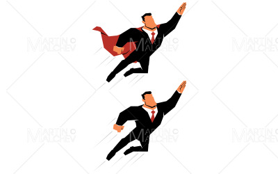 Super affärsman flyger upp på vit vektorillustration