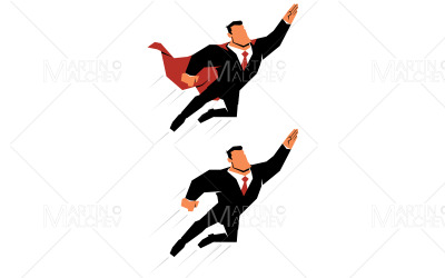 Supergeschäftsmann, der auf weißer Vektor-Illustration hochfliegt