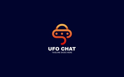 Ufo-Chat-Strichzeichnungs-Logo-Stil