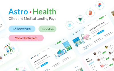 AstroHealth – HTML React Vue és Figma Medical and Healthcare nyitóoldalsablon