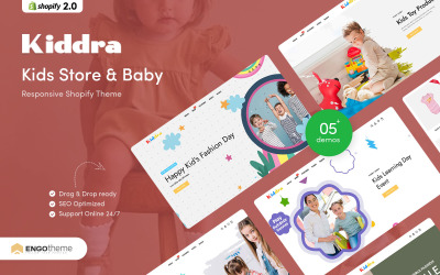Kiddra - Kids Store &amp;amp; Baby Shop Responsivt Shopify-tema
