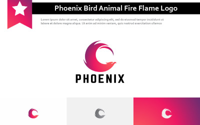 Logo astratto della creatura della fiamma del fuoco animale leggendario dell&amp;#39;uccello della fenice