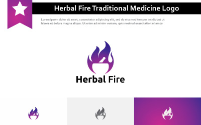 Logo medico del chiarore della fiamma della medicina naturale tradizionale del fuoco di erbe