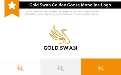Logotipo Monoline de Ganso Elegante Dourado Cisne Dourado