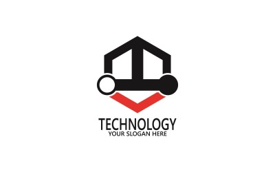 Teknoloji Logo Vektör Şablonu Çizimi 1