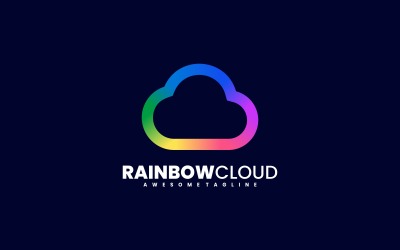 Logo d&amp;#39;art de ligne de nuage arc-en-ciel