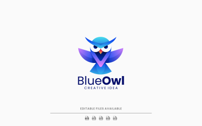 Logo-Stil mit blauem Eulenverlauf