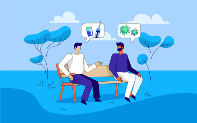 Concetto di vettore dell&amp;#39;illustrazione gratuita di discussione sul vaccino contro il virus