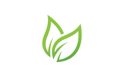 Modelo de logotipo verde natureza folha. Ilustração vetorial. V3