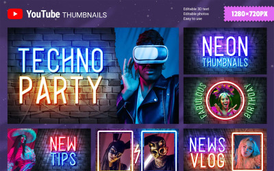 Neon YouTube Thumbnails Templates