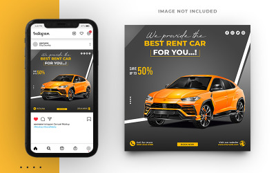 Banner de postagem de mídia social de promoção de aluguel de carro no Instagram
