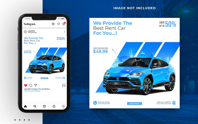 Plantilla de banner de publicación de Instagram de redes sociales de alquiler de autos