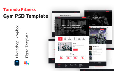 Tornado Fitness – šablona PSD v tělocvičně