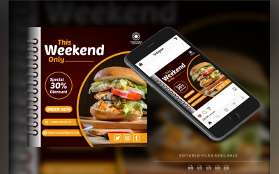 Volantino per hamburger | Modello di social media