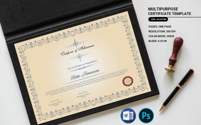 Achievement Certificate Template, word and psd template