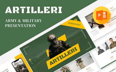 Šablona PowerPoint Artilleri – Military &amp;amp; Army
