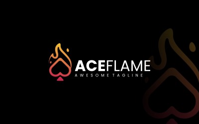 Logotipo de gradiente de arte de linha de chama Ace