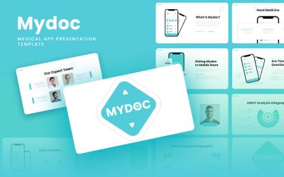 Mydoc - Modèle Google Slides d&amp;#39;application mobile pour consultant en soins de santé et SAAS