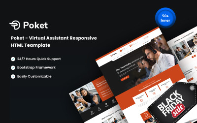 Poket - Modelo de site responsivo de assistente virtual