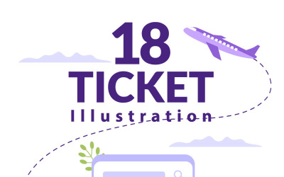 18 biletów na stronie internetowej Płaska ilustracja